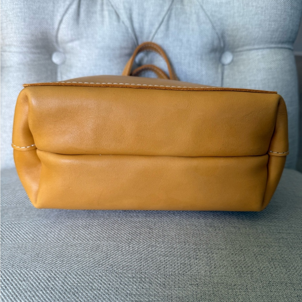 Portland Leather Goods Mini Crossbody Tote with Strap Extender - Sunflower - Picture 3 of 5